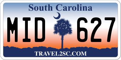 SC license plate MID627