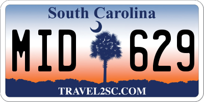 SC license plate MID629