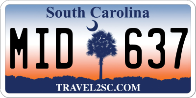 SC license plate MID637