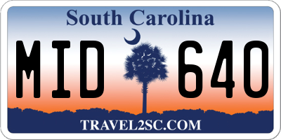 SC license plate MID640