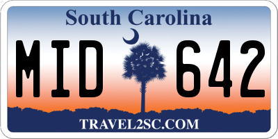 SC license plate MID642