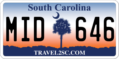 SC license plate MID646