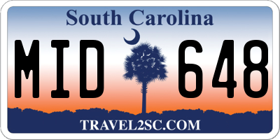 SC license plate MID648