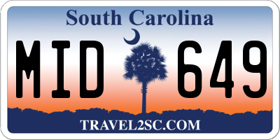 SC license plate MID649