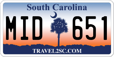 SC license plate MID651