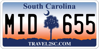 SC license plate MID655