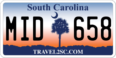 SC license plate MID658