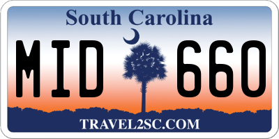 SC license plate MID660