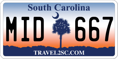 SC license plate MID667