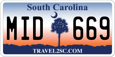 SC license plate MID669