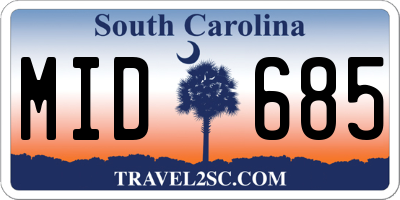 SC license plate MID685