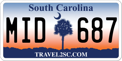 SC license plate MID687