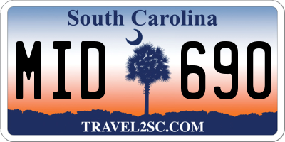 SC license plate MID690