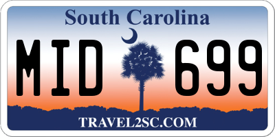 SC license plate MID699