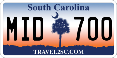 SC license plate MID700
