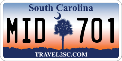 SC license plate MID701