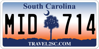 SC license plate MID714