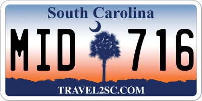 SC license plate MID716