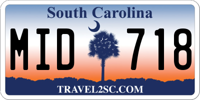 SC license plate MID718