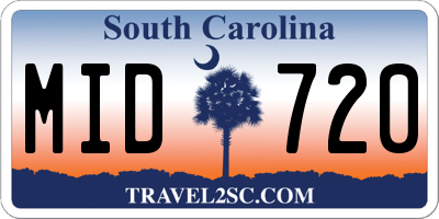 SC license plate MID720