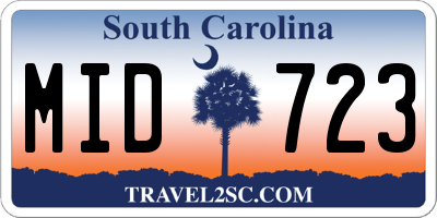 SC license plate MID723