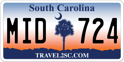 SC license plate MID724