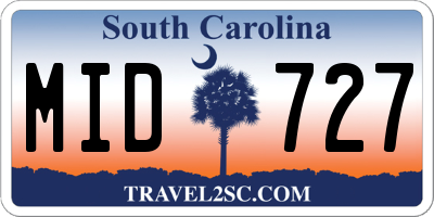 SC license plate MID727