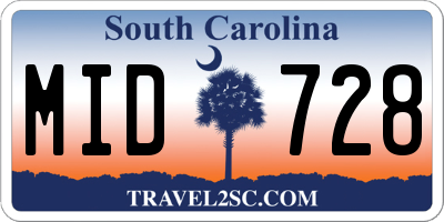 SC license plate MID728