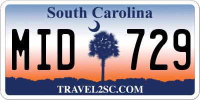 SC license plate MID729