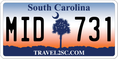 SC license plate MID731