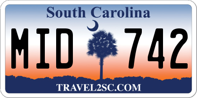 SC license plate MID742