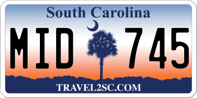 SC license plate MID745