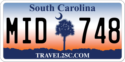 SC license plate MID748