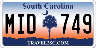 SC license plate MID749