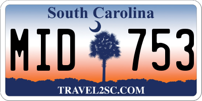 SC license plate MID753