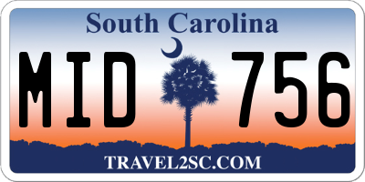 SC license plate MID756