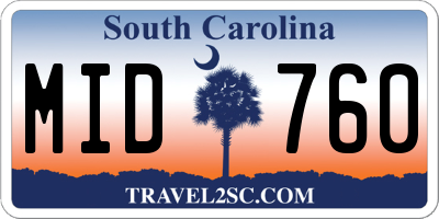 SC license plate MID760