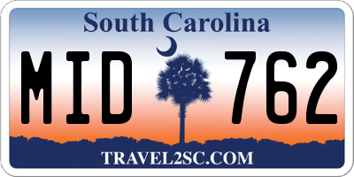 SC license plate MID762
