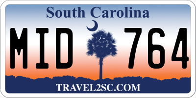 SC license plate MID764