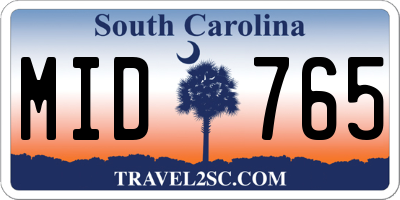 SC license plate MID765