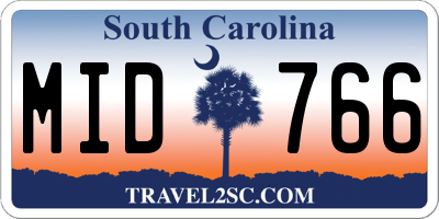 SC license plate MID766