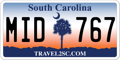 SC license plate MID767