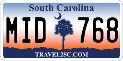 SC license plate MID768