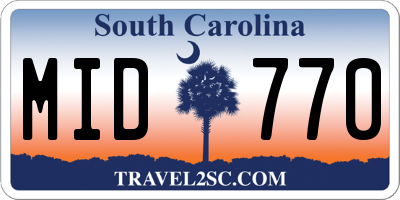 SC license plate MID770