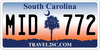 SC license plate MID772