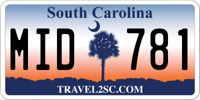 SC license plate MID781