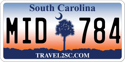 SC license plate MID784