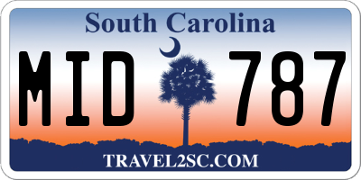 SC license plate MID787