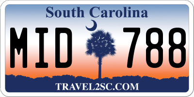 SC license plate MID788