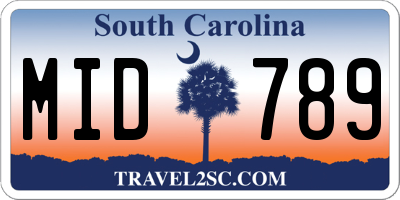 SC license plate MID789